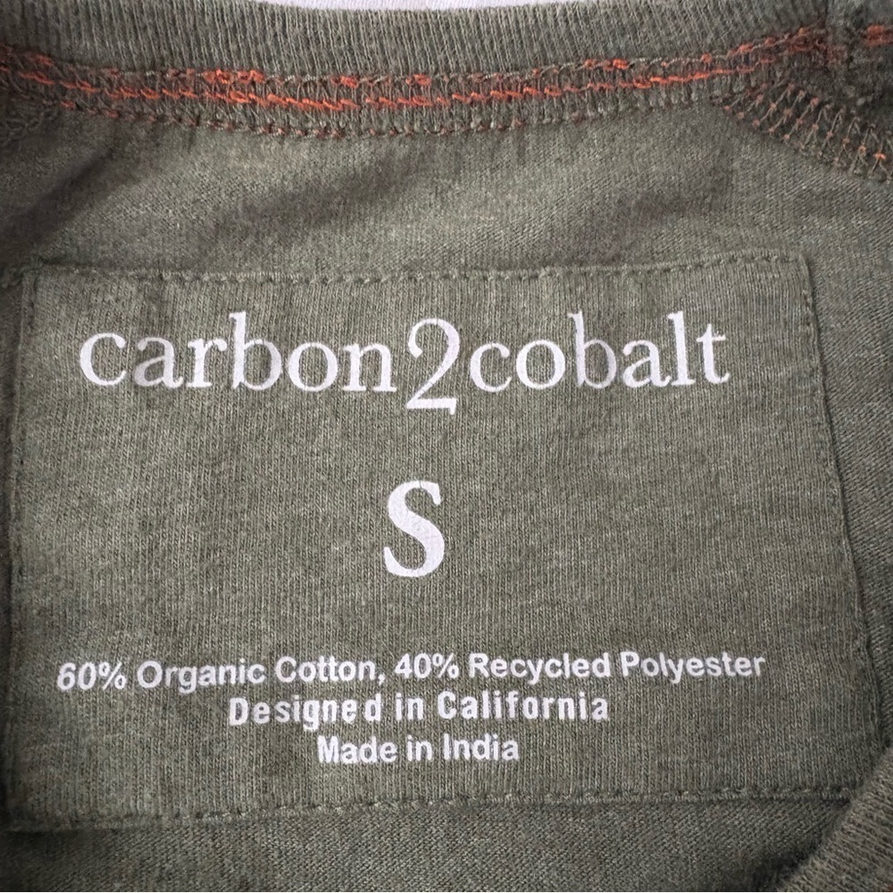 Carbon 2 Cobalt SMALL Men's Green Moss T-shirt organic cotton blend - Picture 3 of 4